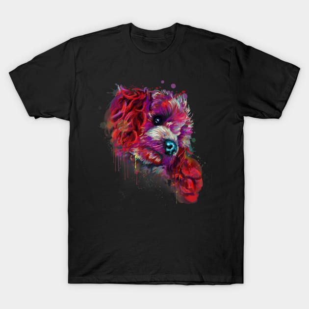 Colorful Poodle Hand Drawn Dog Lover Owners Painting T-Shirt by eldridgejacqueline